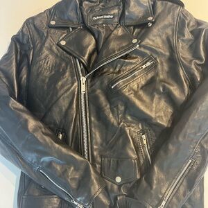 Men's Black Leather Biker Jacket